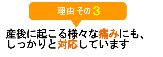 産後に起こる様々な痛みにもしっかりと対応しています